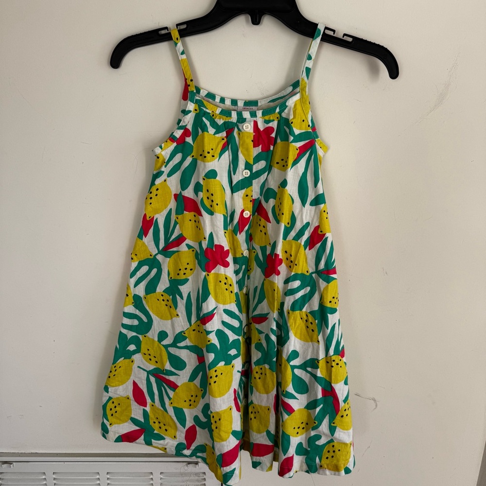 Hanna Andersson‎ Zesty Citrus Lemon A Line Tank Dress Lined girls size 8